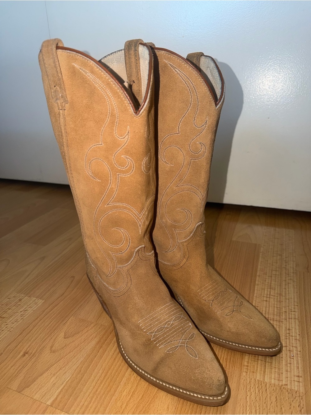 Acme Women's Tan Suede Western Cowgirl Knee-High Boots 8.5